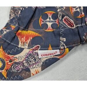 Comeaux Welding Cap Style 1000E Biker Skull Flames Y2K Cotton Single Sided USA